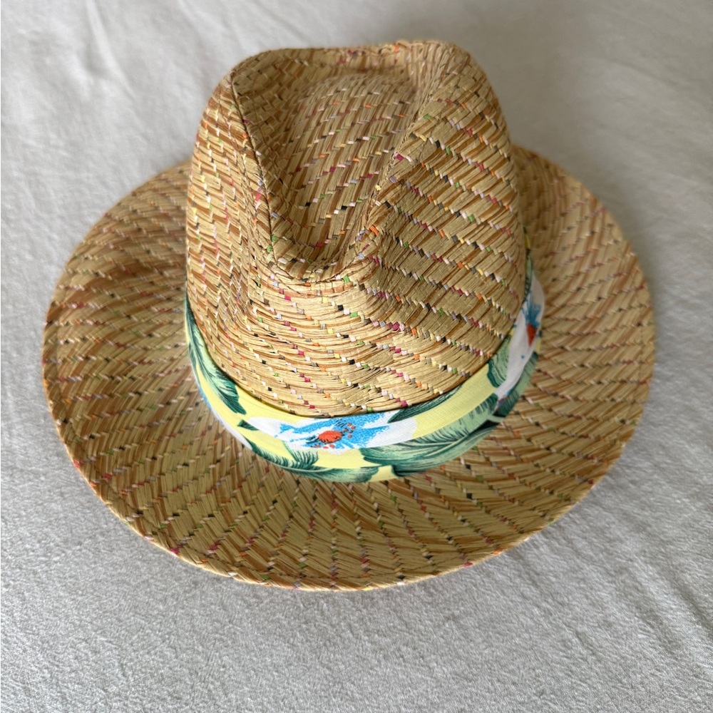 Straw Fedora Hat with Tropical Band by Pistil